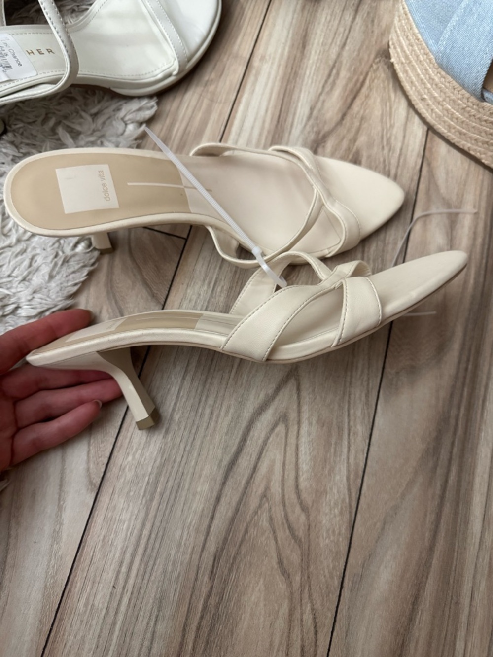 87. Dolce Vita $130 Strappy Kitten Heel Sandal in Cream - Picture 2 of 2